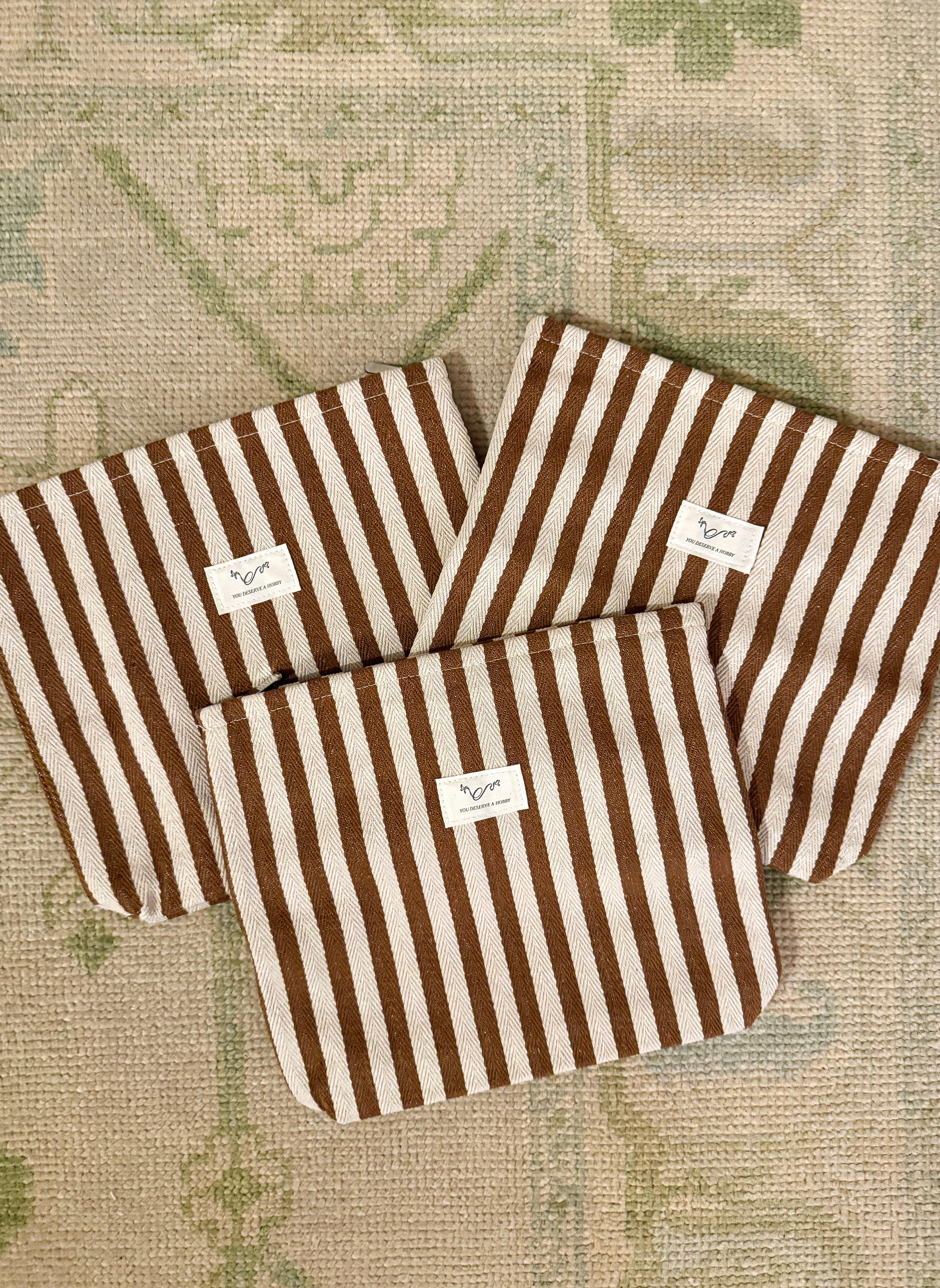 Brown Striped Project Bag